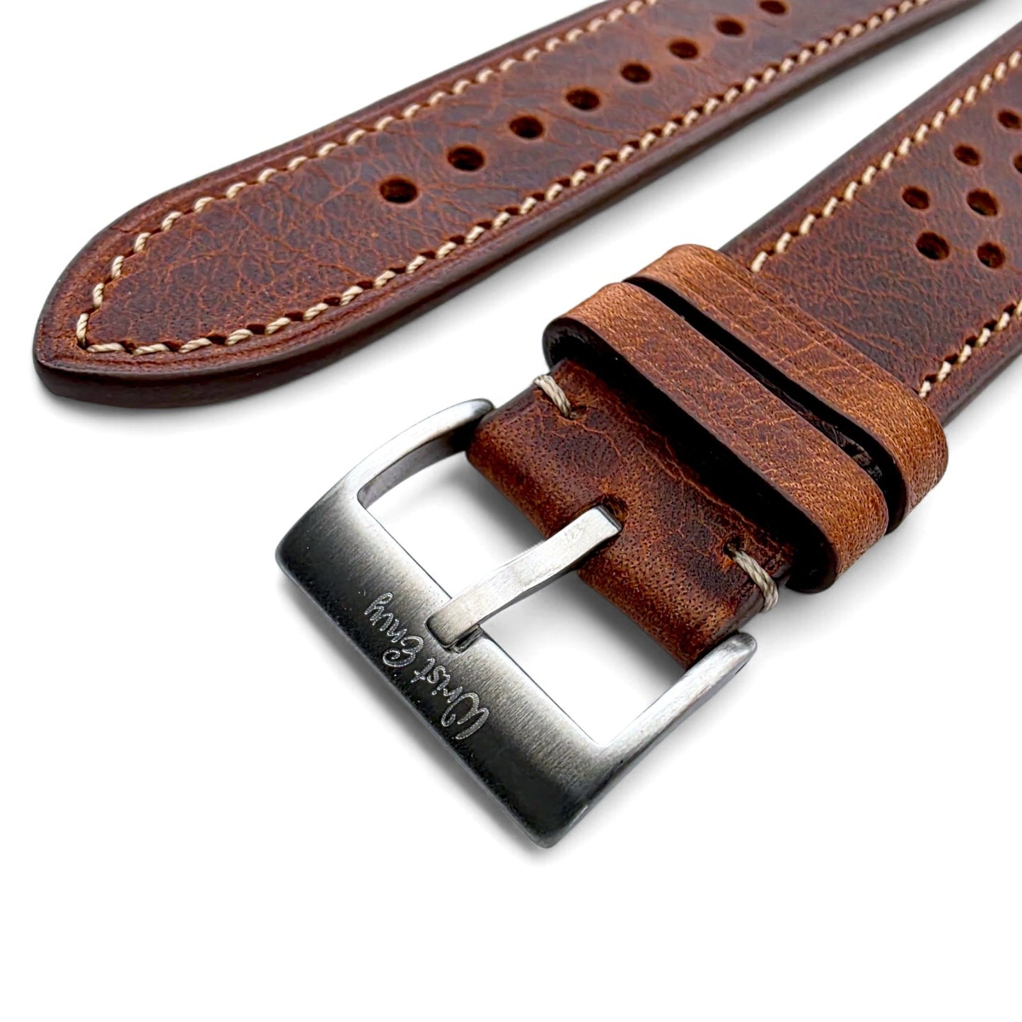 Genuine Full Grain Leather Badalassi Carlo Rally Watch Strap 20mm 22mm Dark Brown