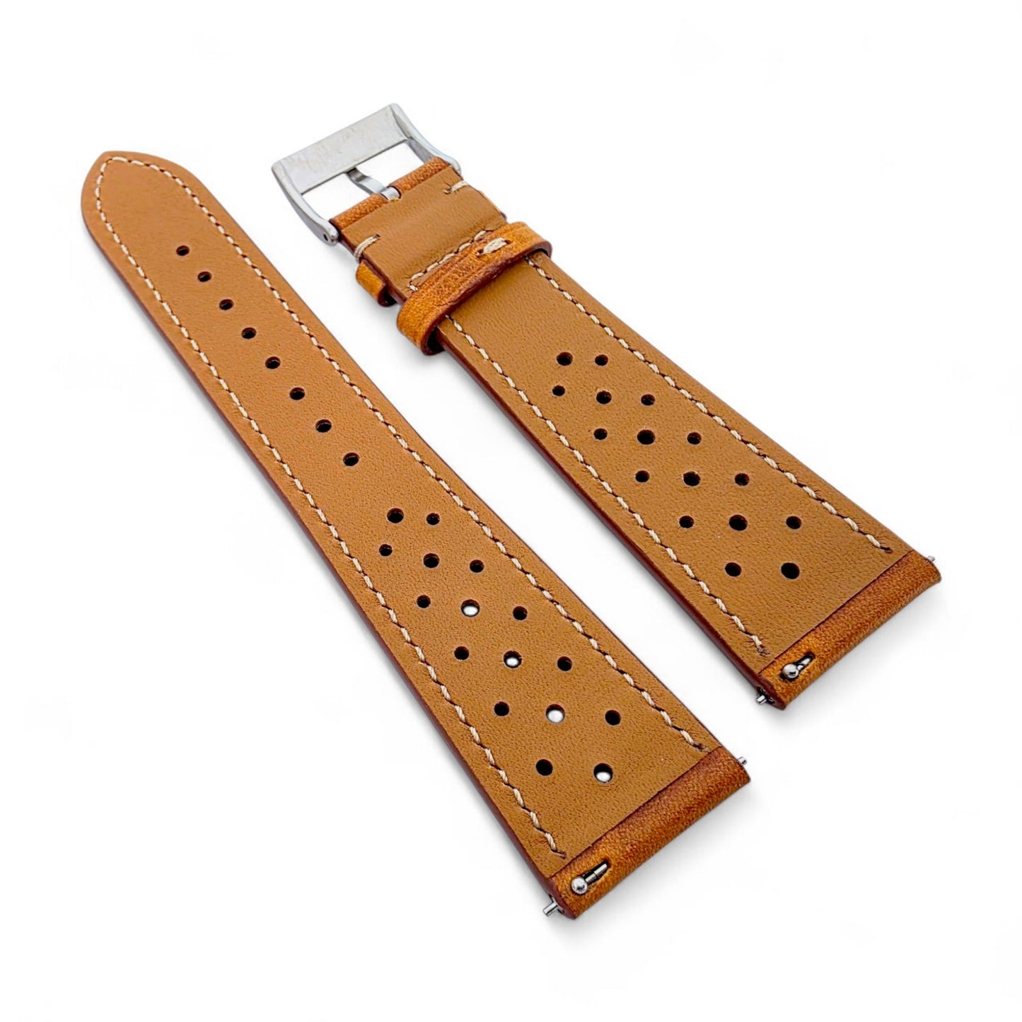 Genuine Full Grain Leather Badalassi Carlo Rally Watch Strap 20mm 22mm Golden Tan