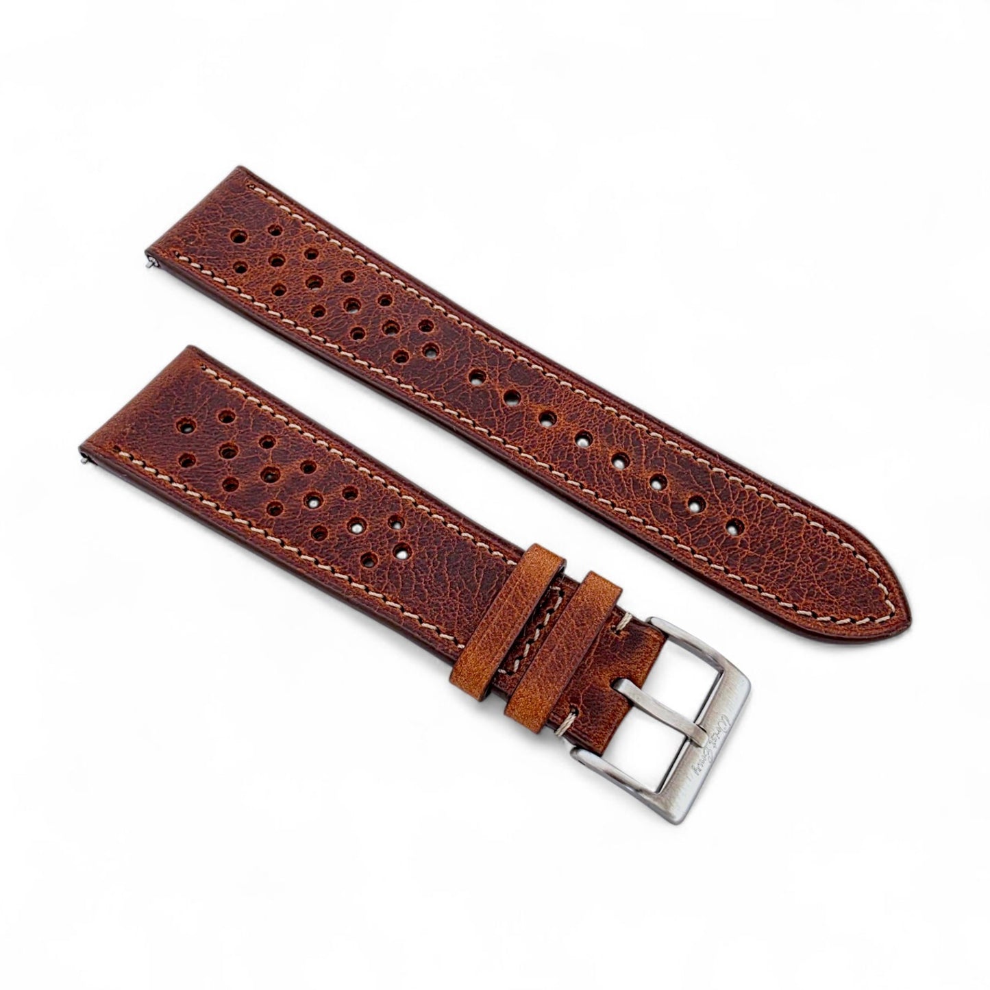 Genuine Full Grain Leather Badalassi Carlo Rally Watch Strap 20mm 22mm Dark Brown