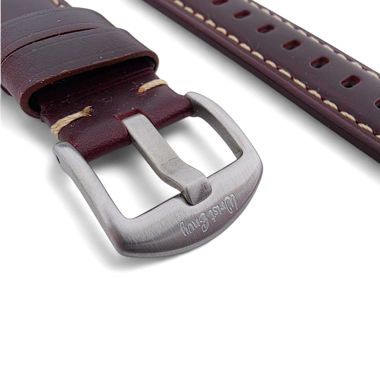 Full Grain Leather Strap For Apple Watch Burgundy