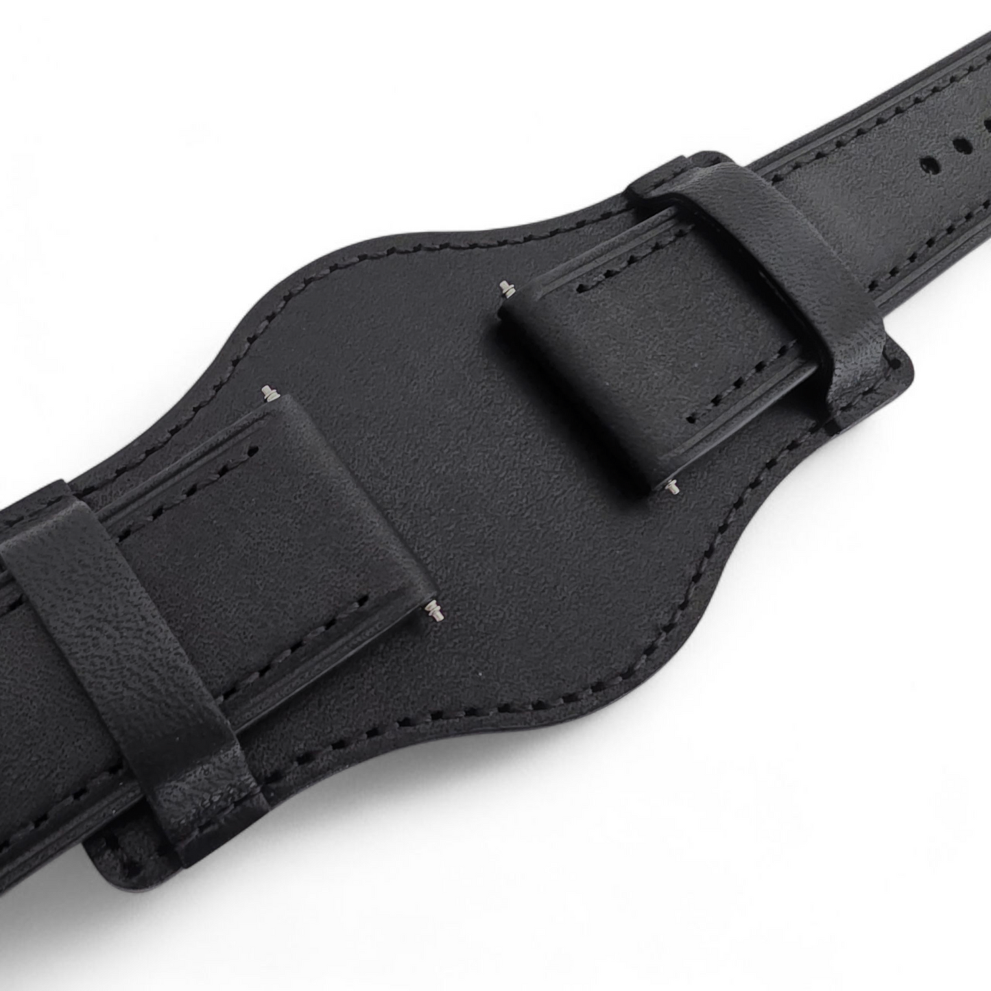 AeroMax Full Grain Leather Bund Watch Strap 20mm 22mm Black