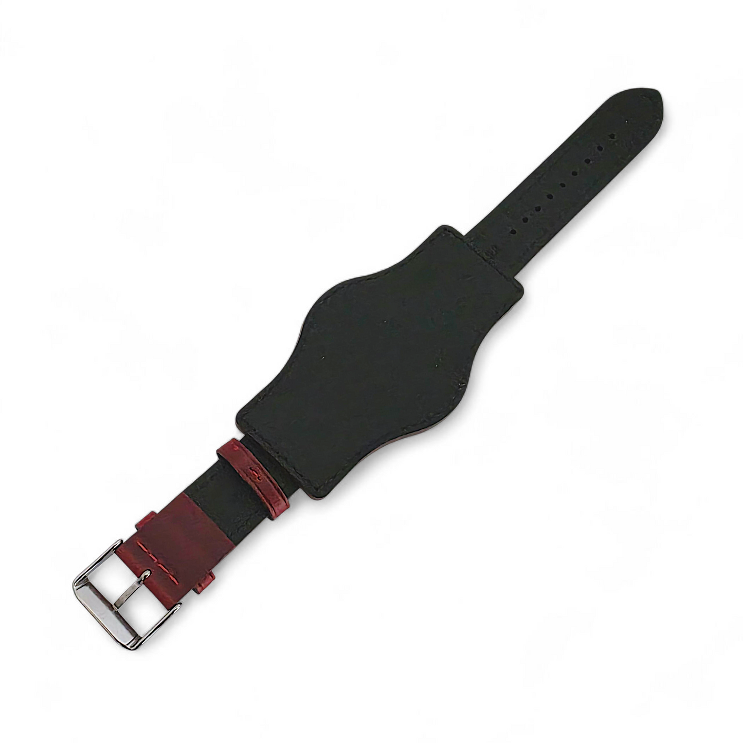 AeroMax Full Grain Leather Bund Watch Strap 20mm 22mm Crimson Red