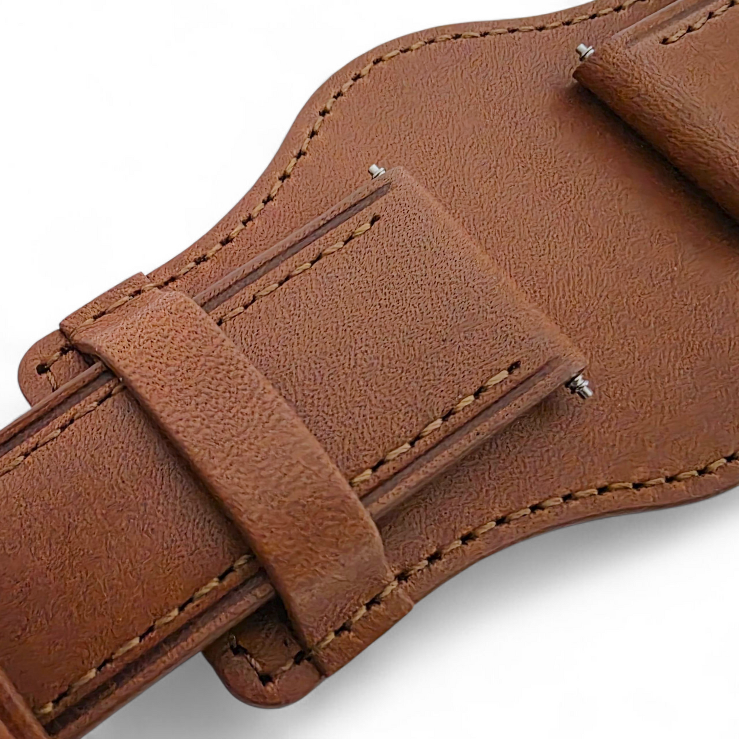 AeroMax Full Grain Leather Bund Watch Strap 20mm 22mm Caramel Brown