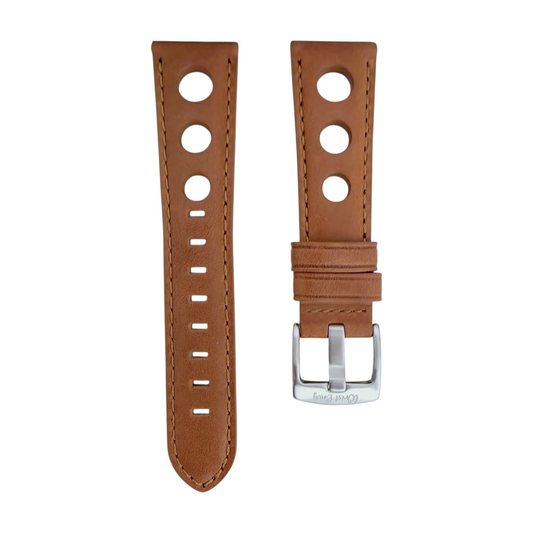 Stirling Horween Leather Rally Watch Strap 20m 22mm Caramel Brown