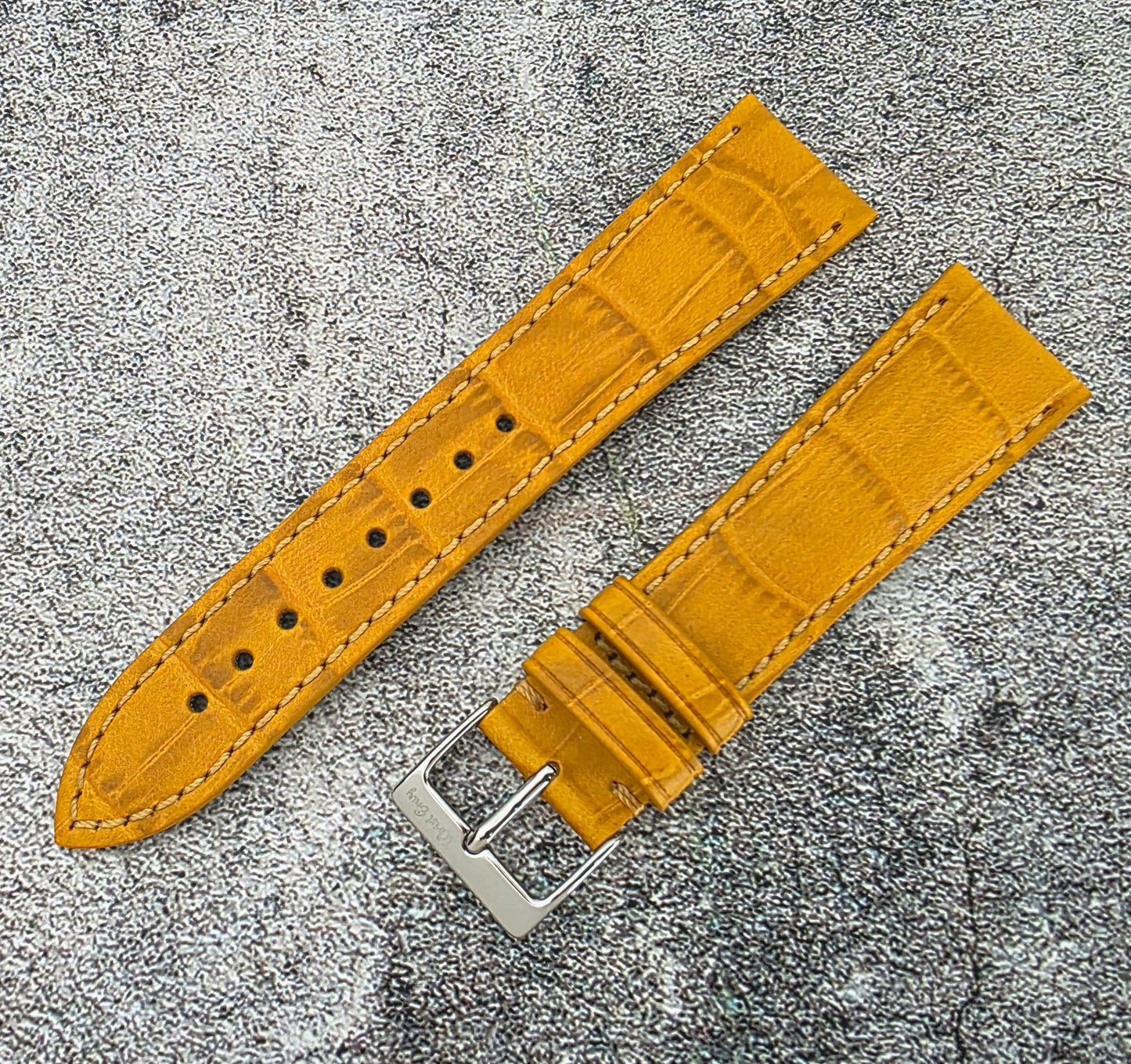 Everglade Gator Print Italian Leather Watch Strap 20mm 22mm Mustard