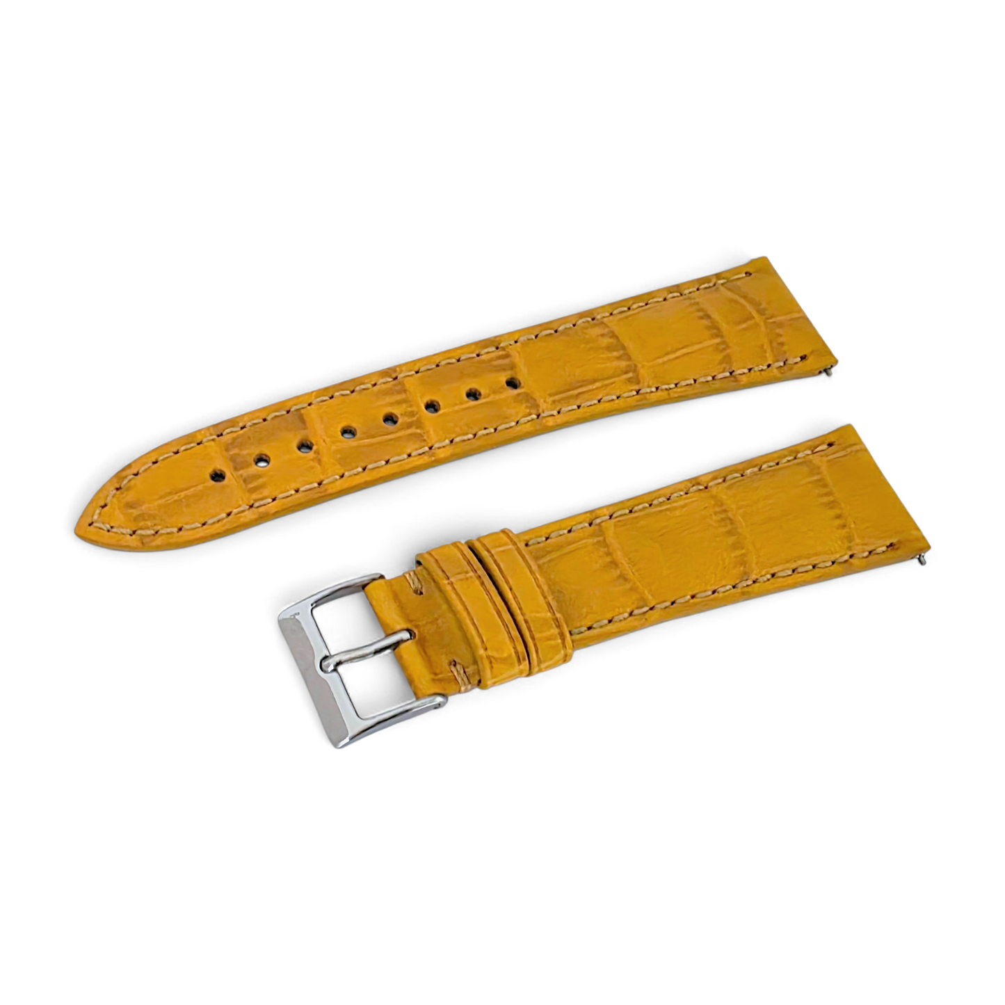 Everglade Gator Print Italian Leather Watch Strap 20mm 22mm Mustard