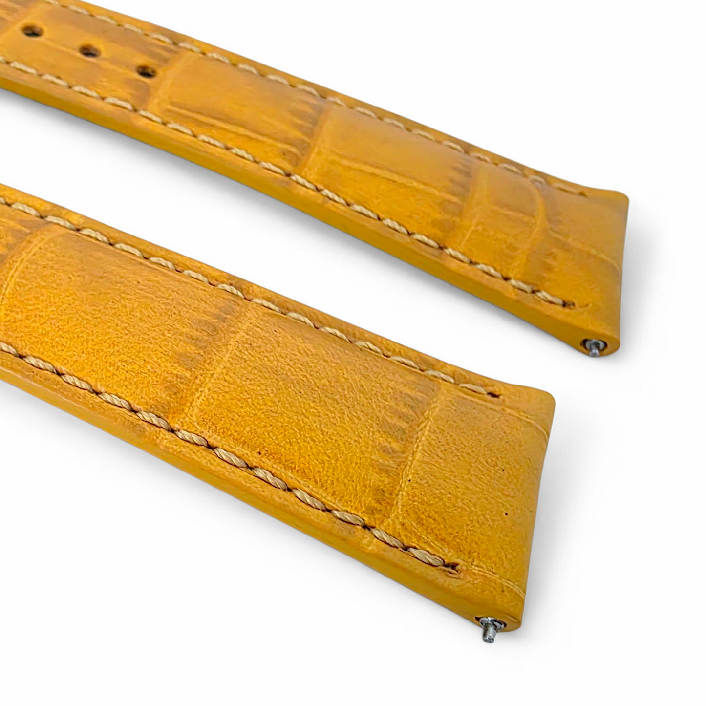 Everglade Gator Print Italian Leather Watch Strap 20mm 22mm Mustard