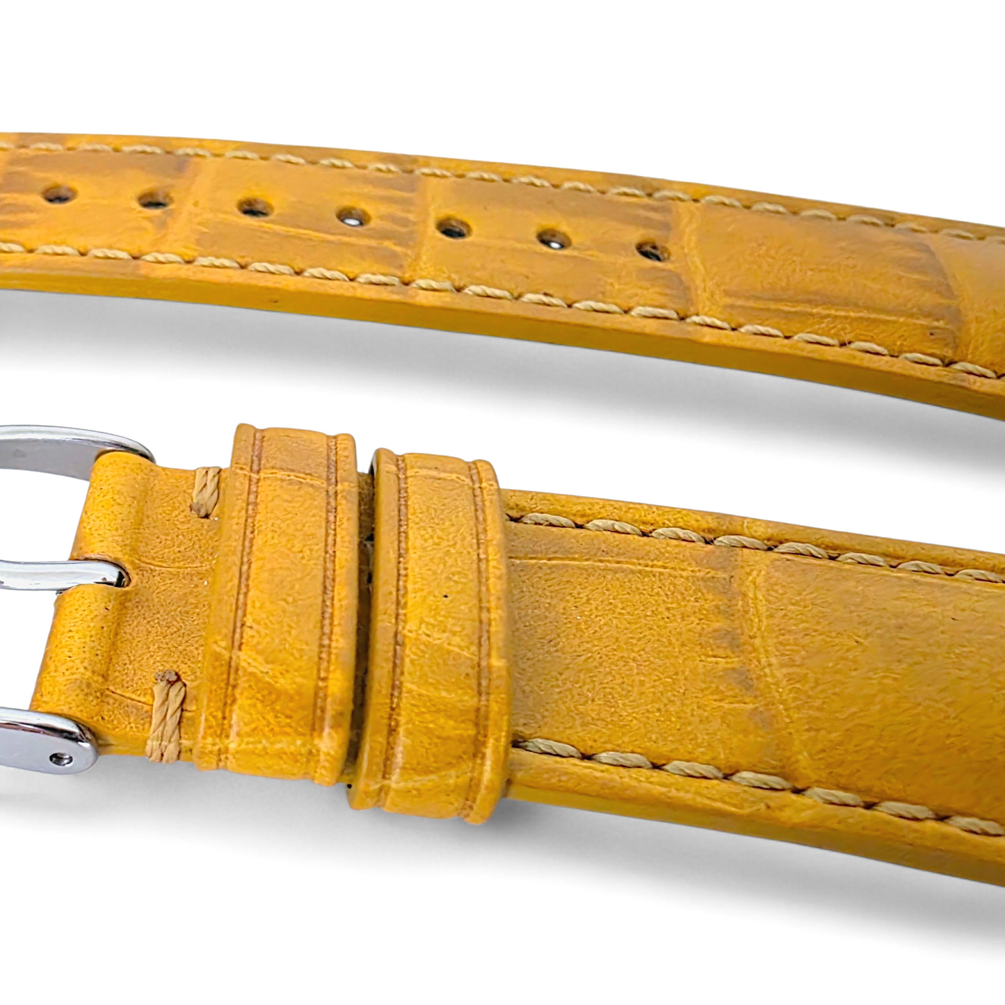 Everglade Gator Print Italian Leather Watch Strap 20mm 22mm Mustard