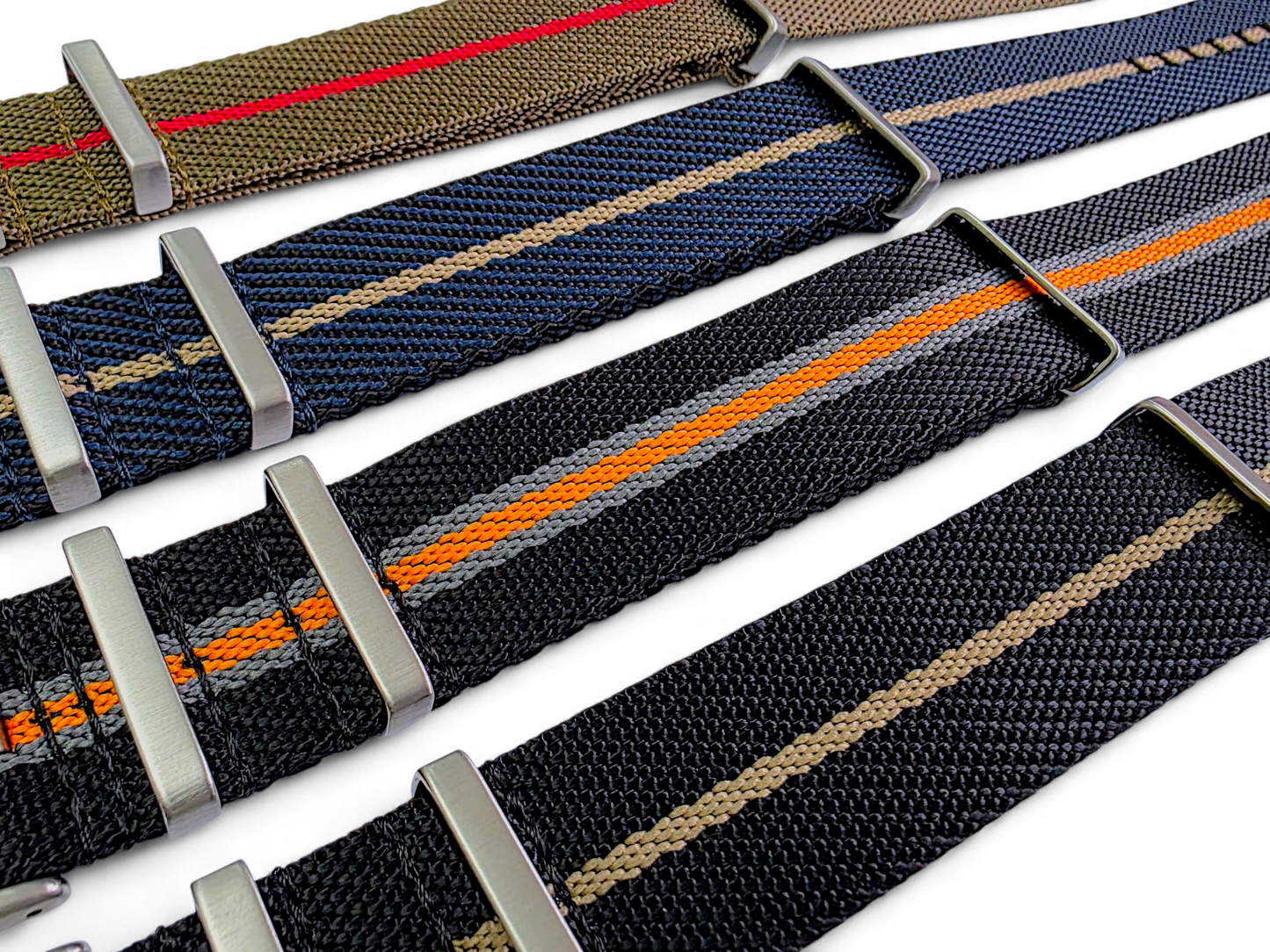 Aeris Flex Nylon Military Watch Strap Black Blue Khaki 20mm 22mm