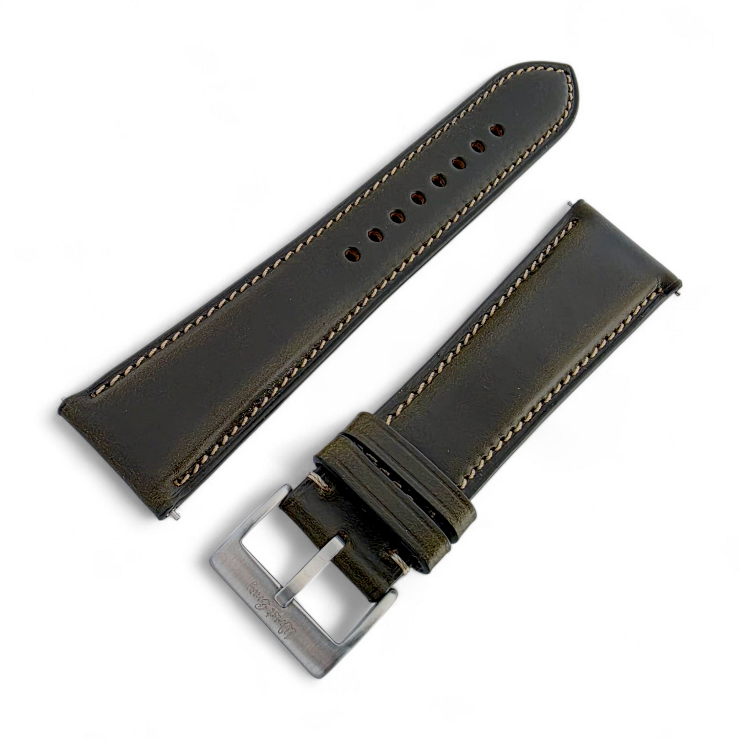 Genuine Horween Chromexcel Full Grain Leather Watch Strap 20mm 22mm Olive Green