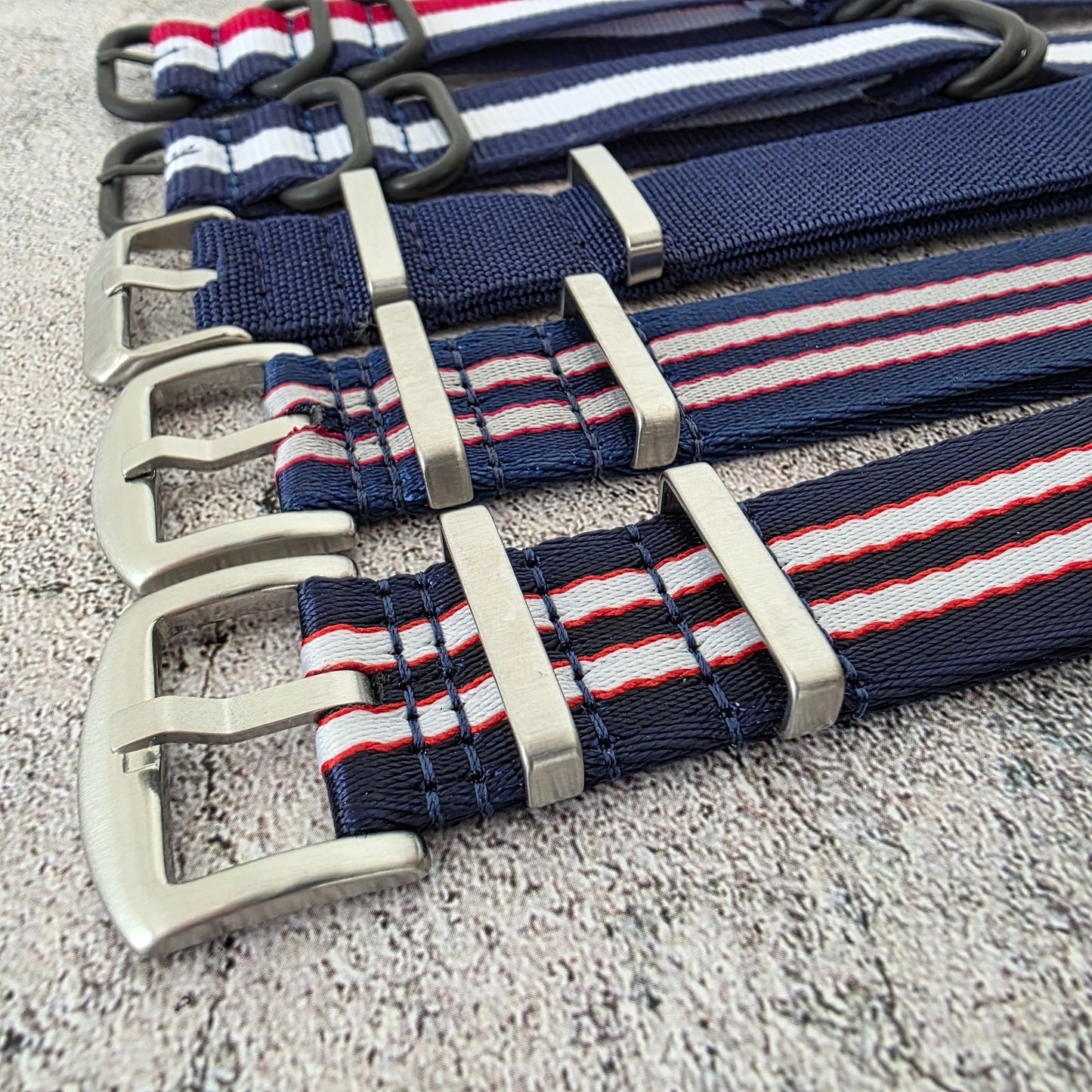 Job Lot of 5 Nylon Watch Straps Bands 22mm Military Blue For Tudor Buckle Red UK