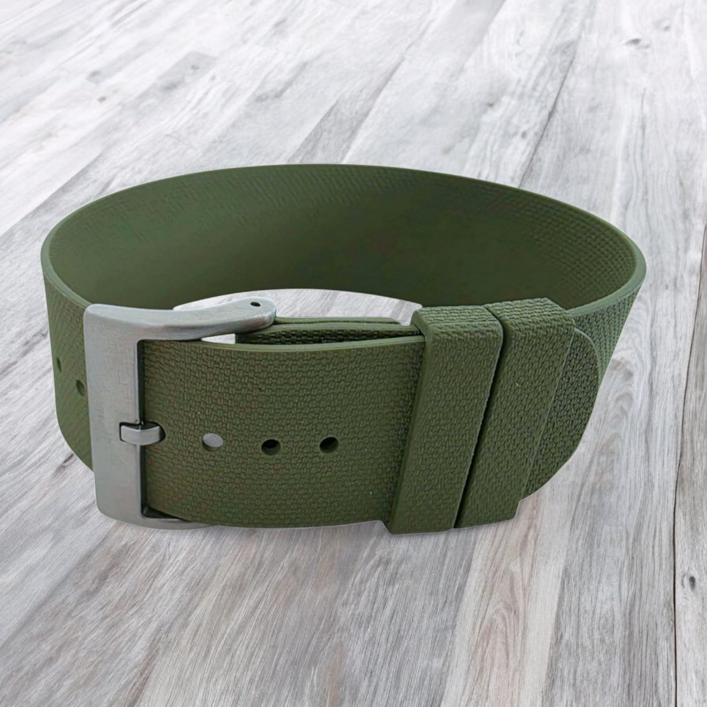 FKM Rubber One Piece Watch Strap Band 1.4mm 20mm 22mm Green
