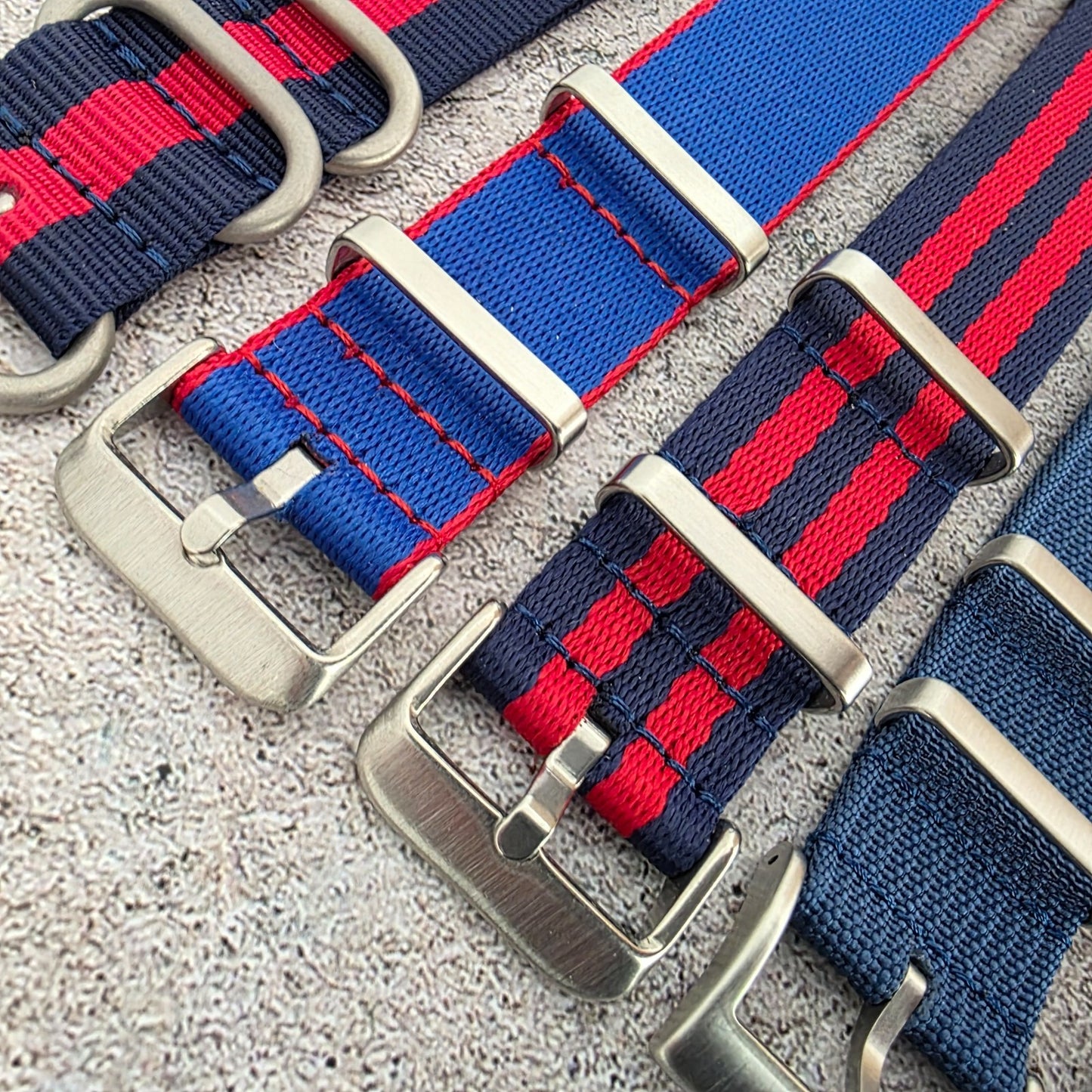 Job Lot of 5 Nylon Watch Straps Bands 22mm Military Blue Red For Tudor Buckle