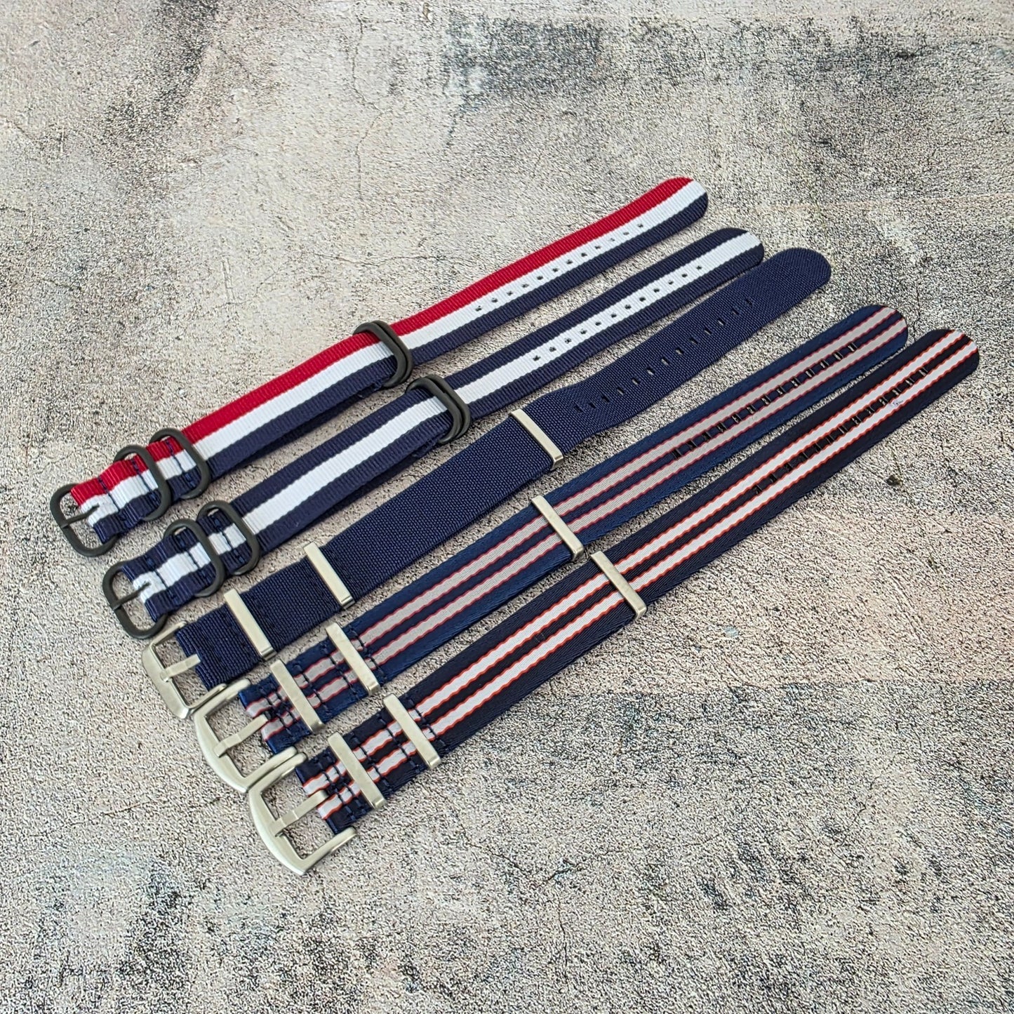 Job Lot of 5 Nylon Watch Straps Bands 22mm Military Blue For Tudor Buckle Red UK