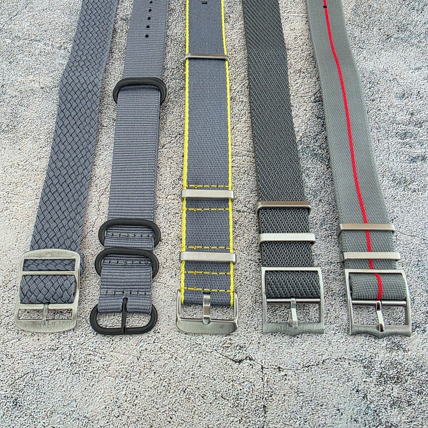 Job Lot of 5 Nylon Watch Straps Bands 22mm Military Grey For Tudor Buckle Mens