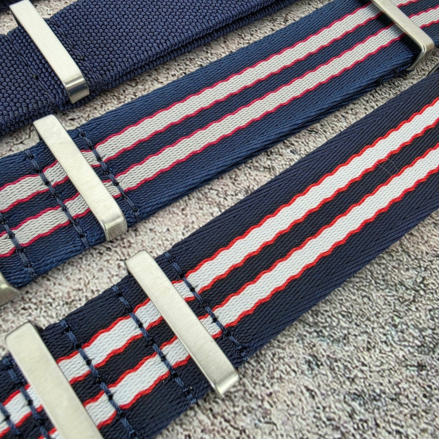 Job Lot of 5 Nylon Watch Straps Bands 22mm Military Blue For Tudor Buckle Red UK