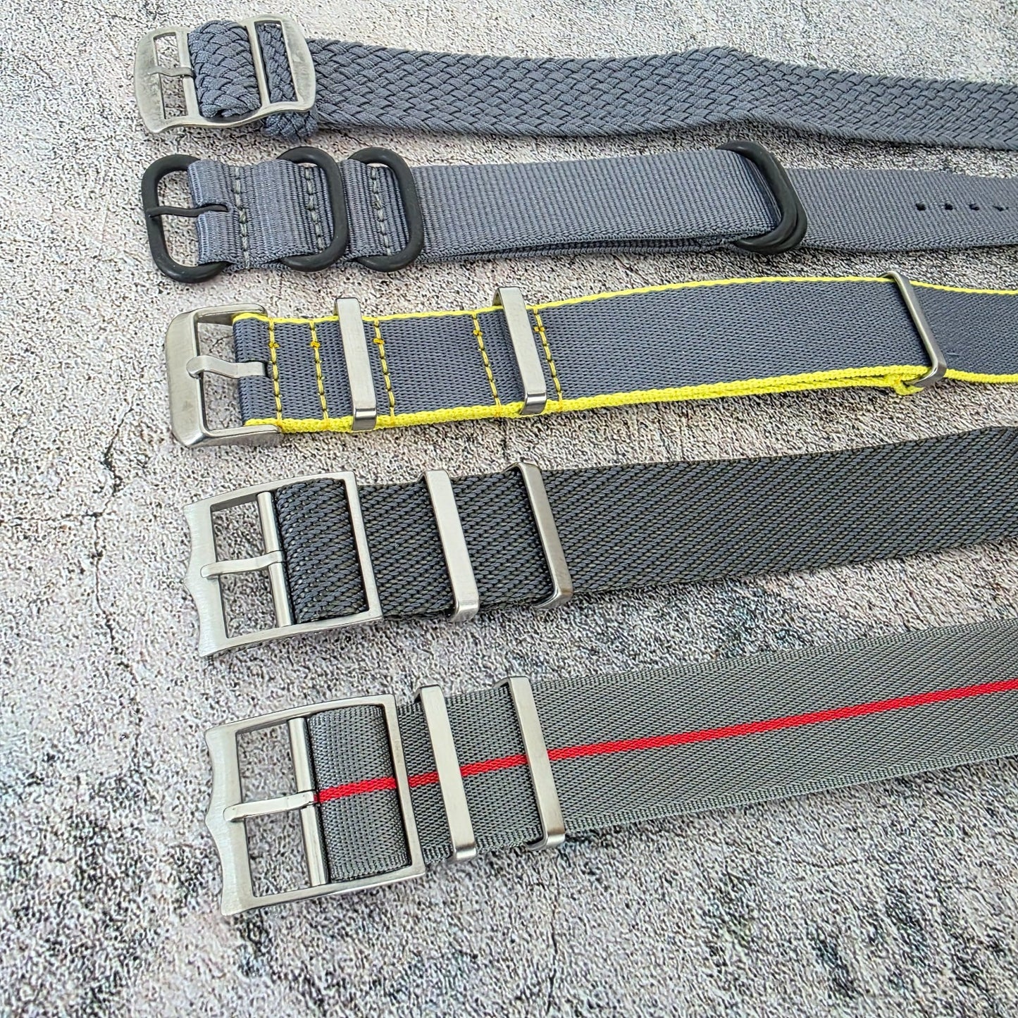 Job Lot of 5 Nylon Watch Straps Bands 22mm Military Grey For Tudor Buckle Mens