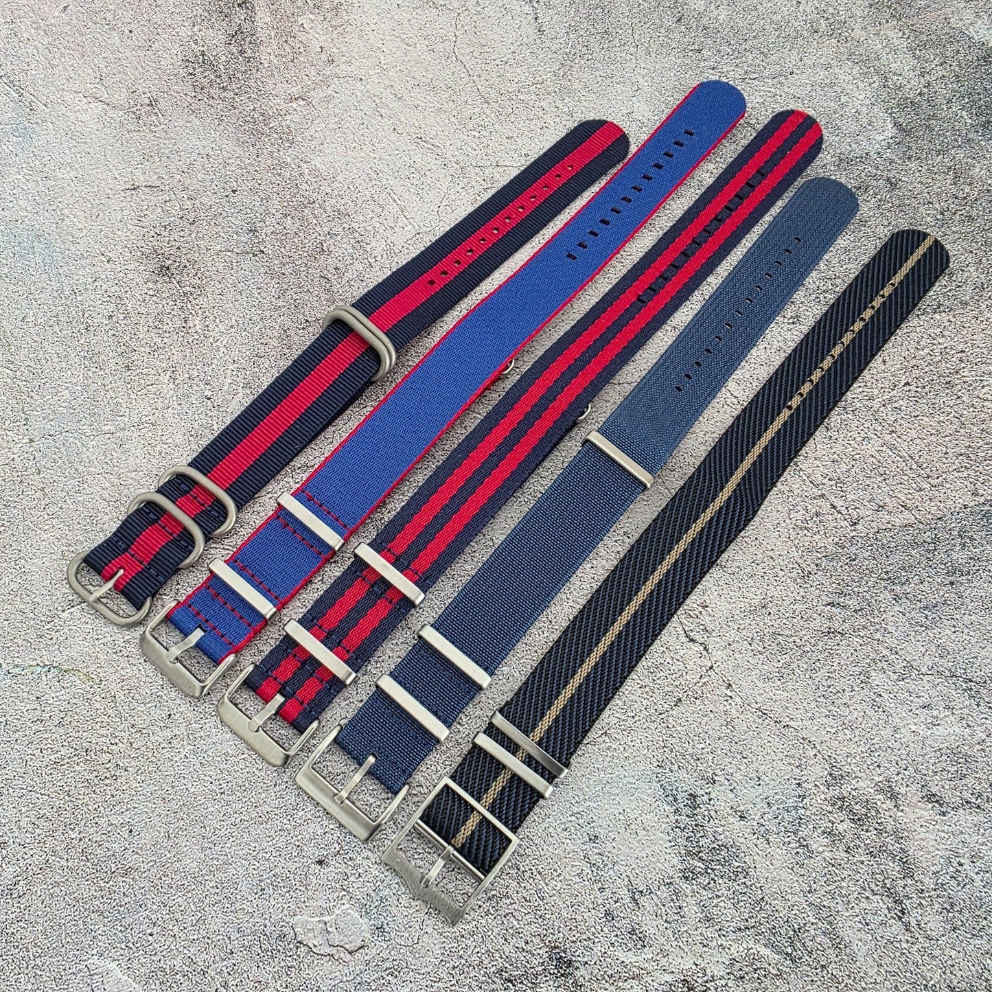 Job Lot of 5 Nylon Watch Straps Bands 22mm Military Blue Red For Tudor Buckle