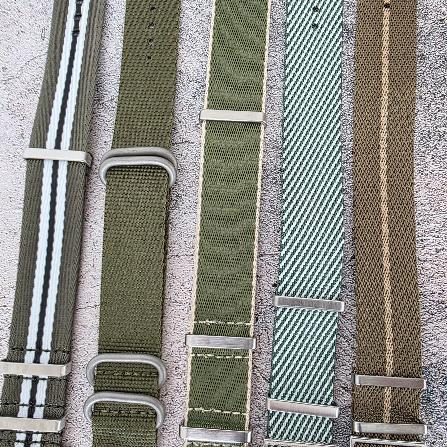 Job Lot of 5 Nylon Watch Straps Bands 22mm Military Green For Tudor Buckle Mens
