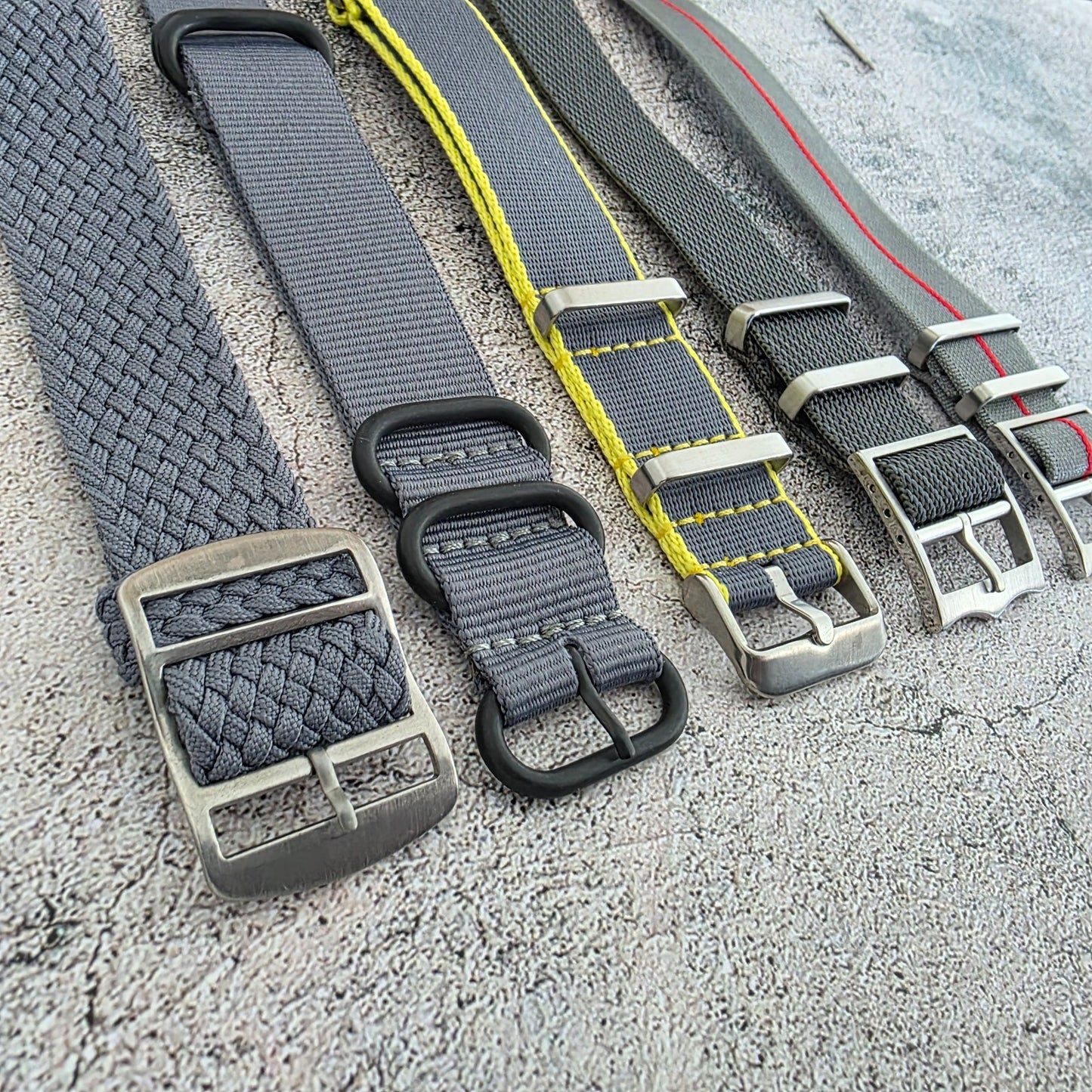 Job Lot of 5 Nylon Watch Straps Bands 22mm Military Grey For Tudor Buckle Mens