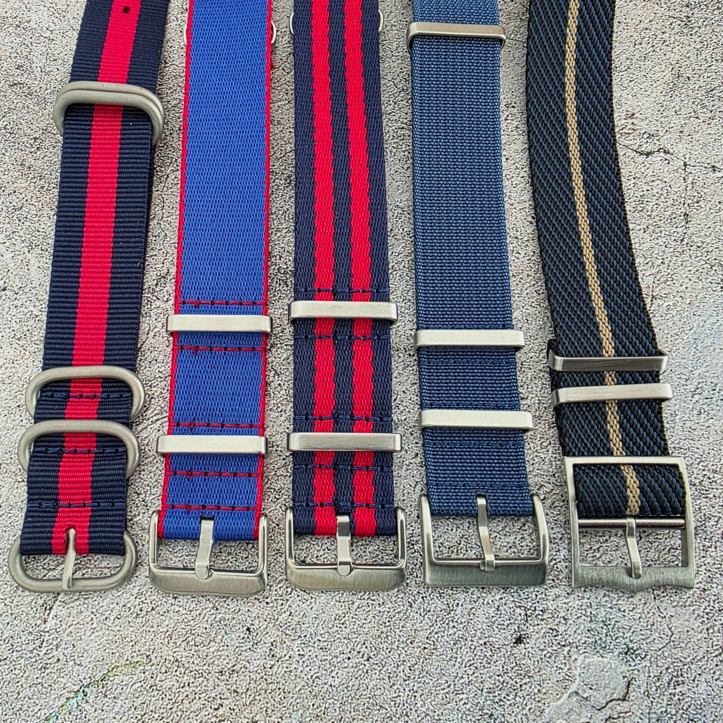 Job Lot of 5 Nylon Watch Straps Bands 22mm Military Blue Red For Tudor Buckle