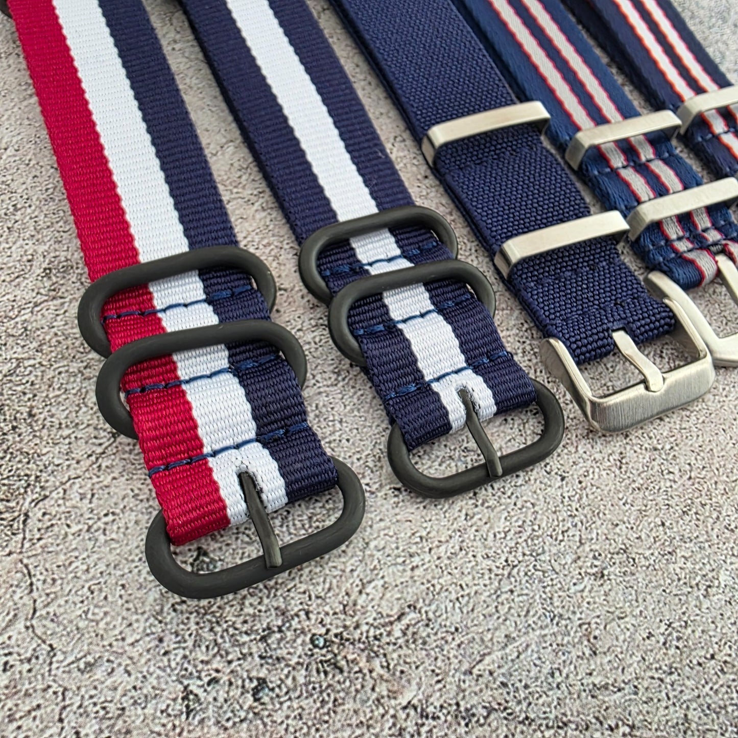 Job Lot of 5 Nylon Watch Straps Bands 22mm Military Blue For Tudor Buckle Red UK