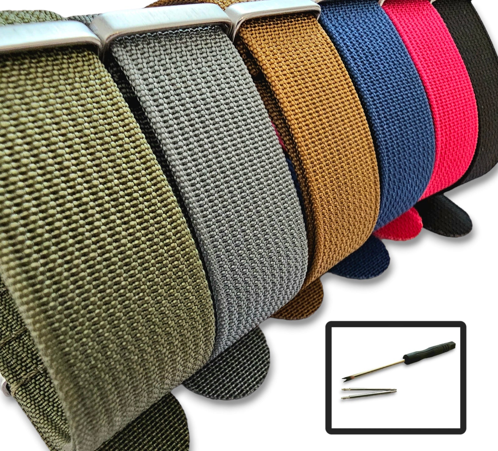 20mm or 22mm Ribbed Nylon Nato Watch Strap Military Green