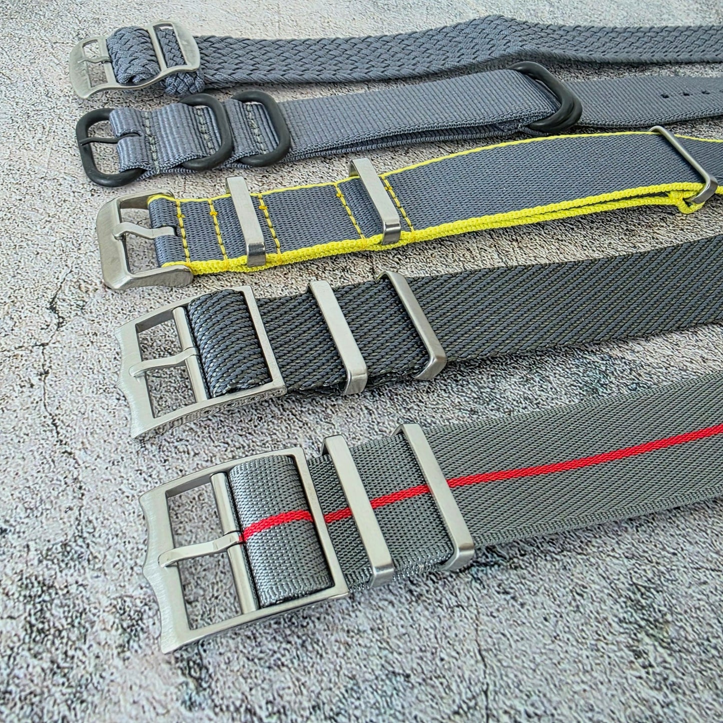 Job Lot of 5 Nylon Watch Straps Bands 22mm Military Grey For Tudor Buckle Mens