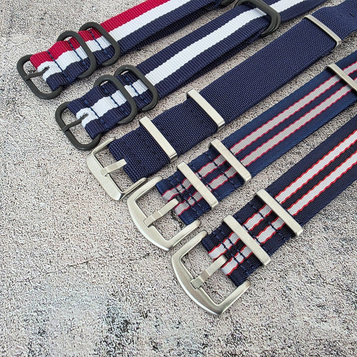 Job Lot of 5 Nylon Watch Straps Bands 22mm Military Blue For Tudor Buckle Red UK