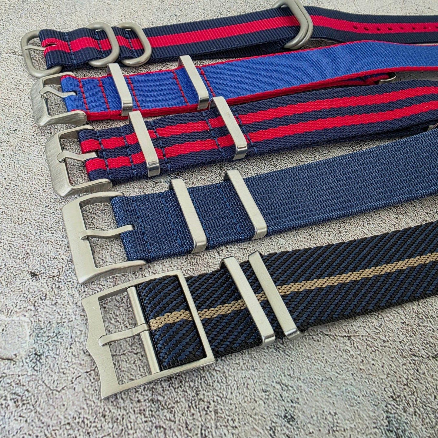 Job Lot of 5 Nylon Watch Straps Bands 22mm Military Blue Red For Tudor Buckle