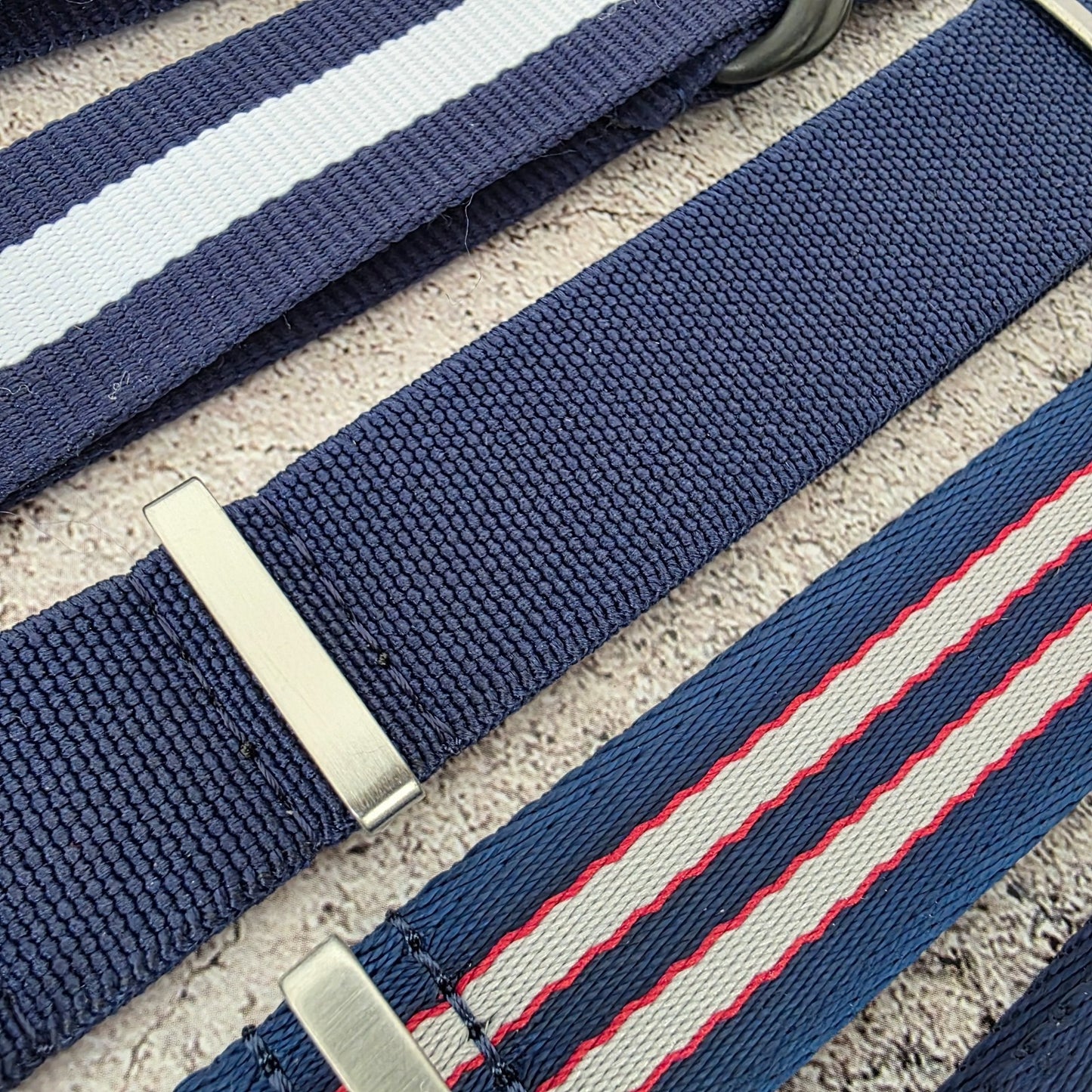 Job Lot of 5 Nylon Watch Straps Bands 22mm Military Blue For Tudor Buckle Red UK
