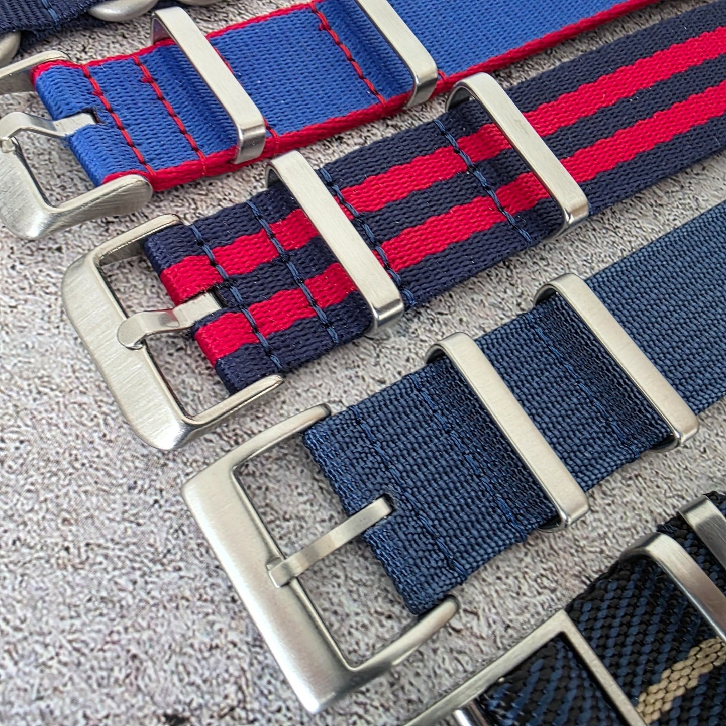 Job Lot of 5 Nylon Watch Straps Bands 22mm Military Blue Red For Tudor Buckle