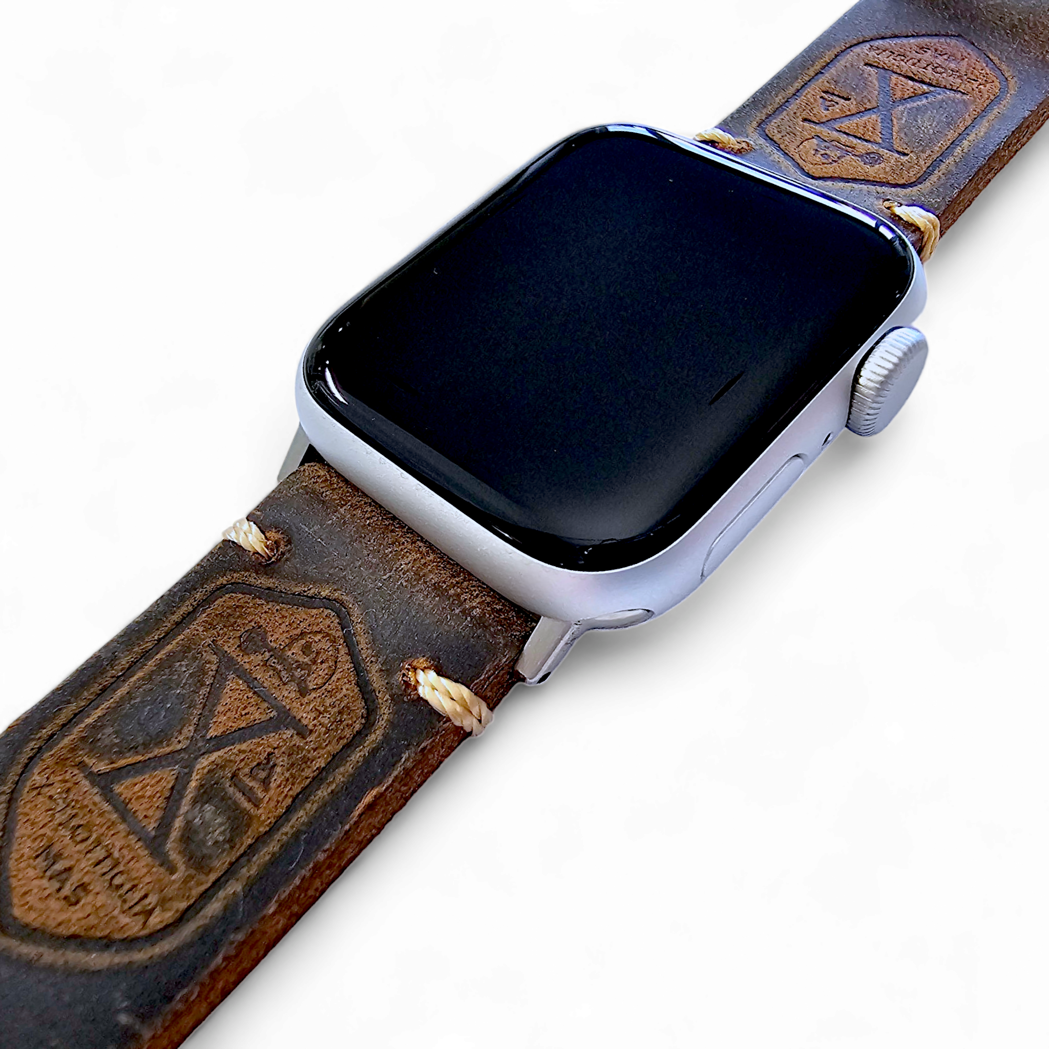 Personalised leather apple online watch strap