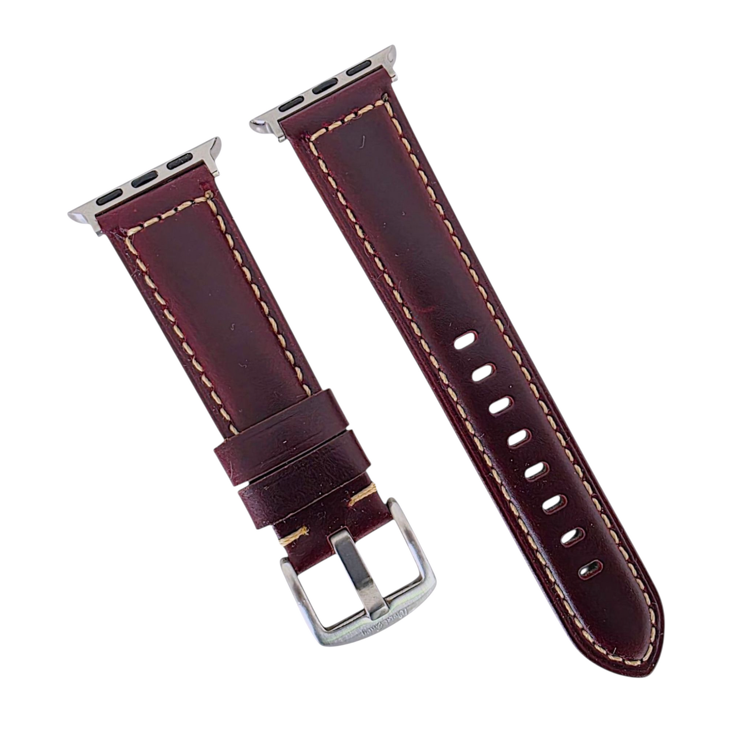 Full Grain Leather Strap For Apple Watch Burgundy
