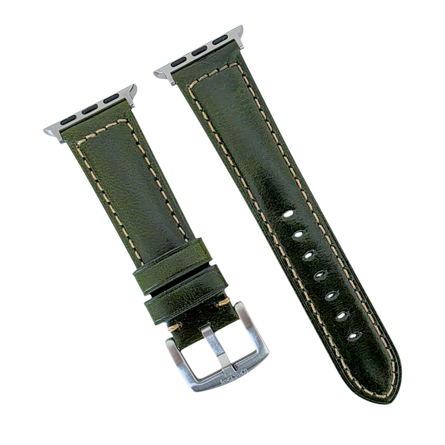 Full Grain Leather Strap For Apple Watch Green