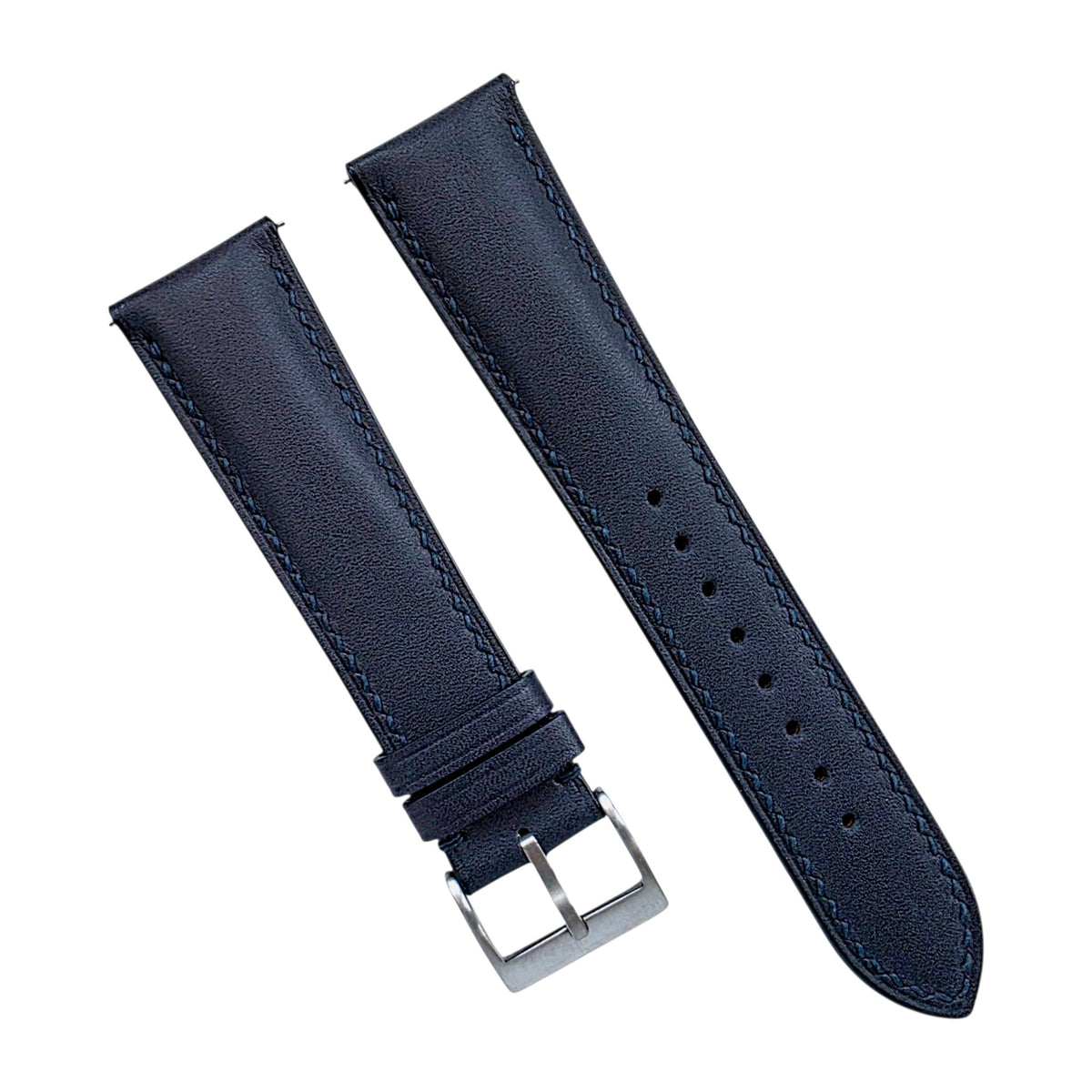Barenia Padded Leather Strap 22mm Navy Blue