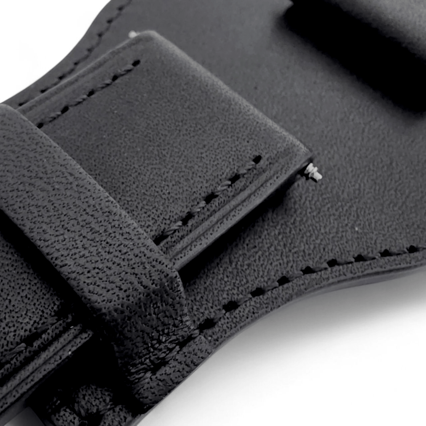 AeroMax Full Grain Leather Bund Watch Strap 20mm 22mm Black - Wrist Envy