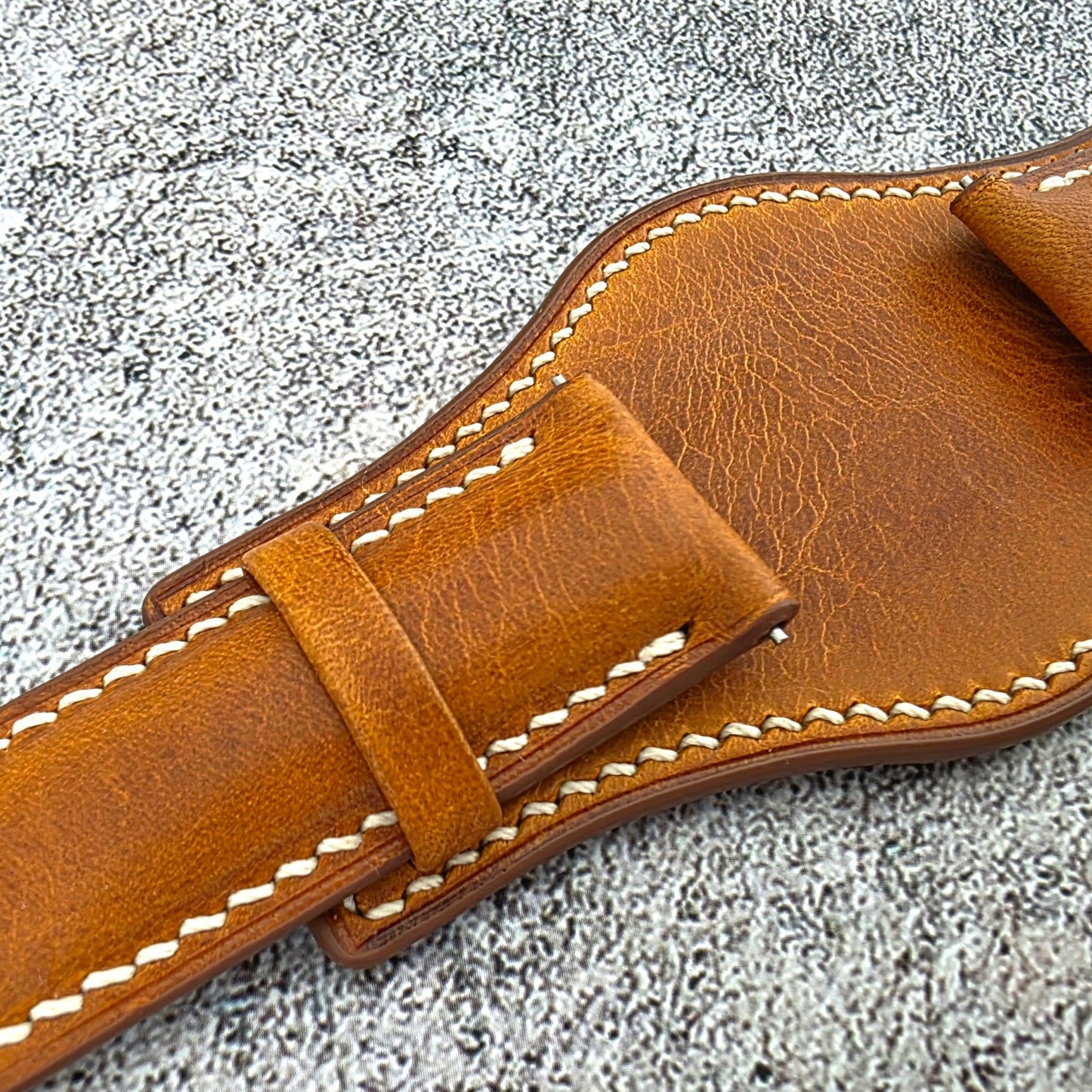 Badalassi Carlo Hand Stitched Leather Bund Strap Golden Tan - Wrist Envy