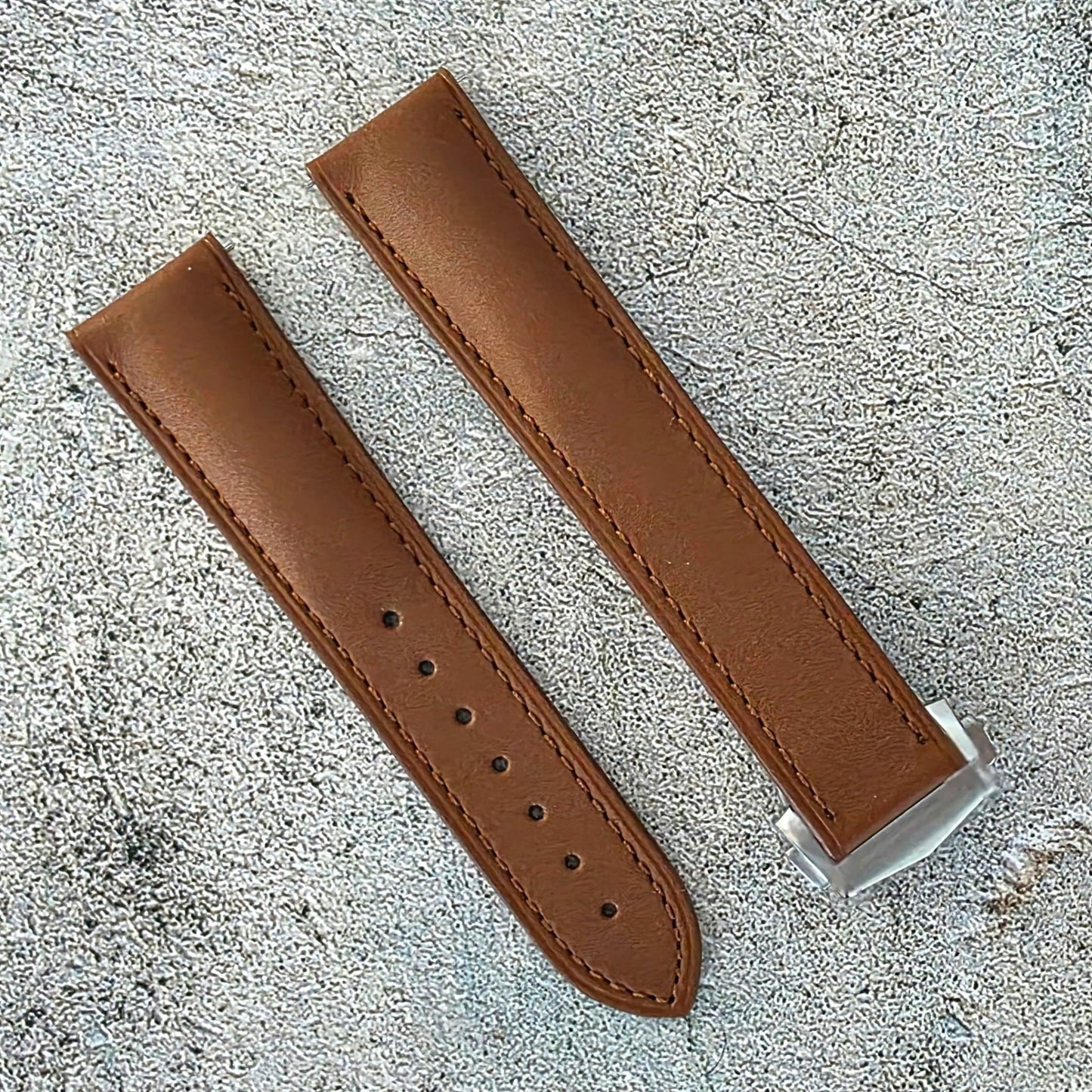 Barenia Leather Deployant Strap - Custom Ready Made - Brown - Wrist Envy