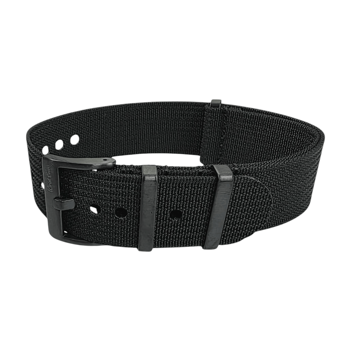 Black Buckle Ribbed Nylon Watch Strap Military 20mm 22mm - Wrist Envy