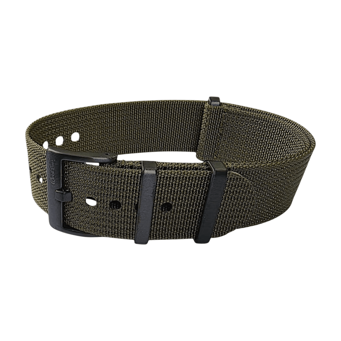 Black Buckle Ribbed Nylon Watch Strap Military 20mm 22mm - Wrist Envy