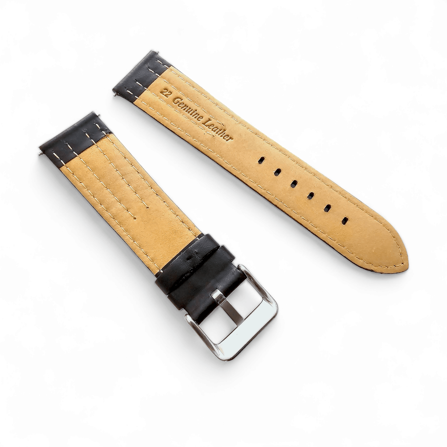 Black Leather Rally Watch Strap 18mm 20mm 22mm - Wrist Envy