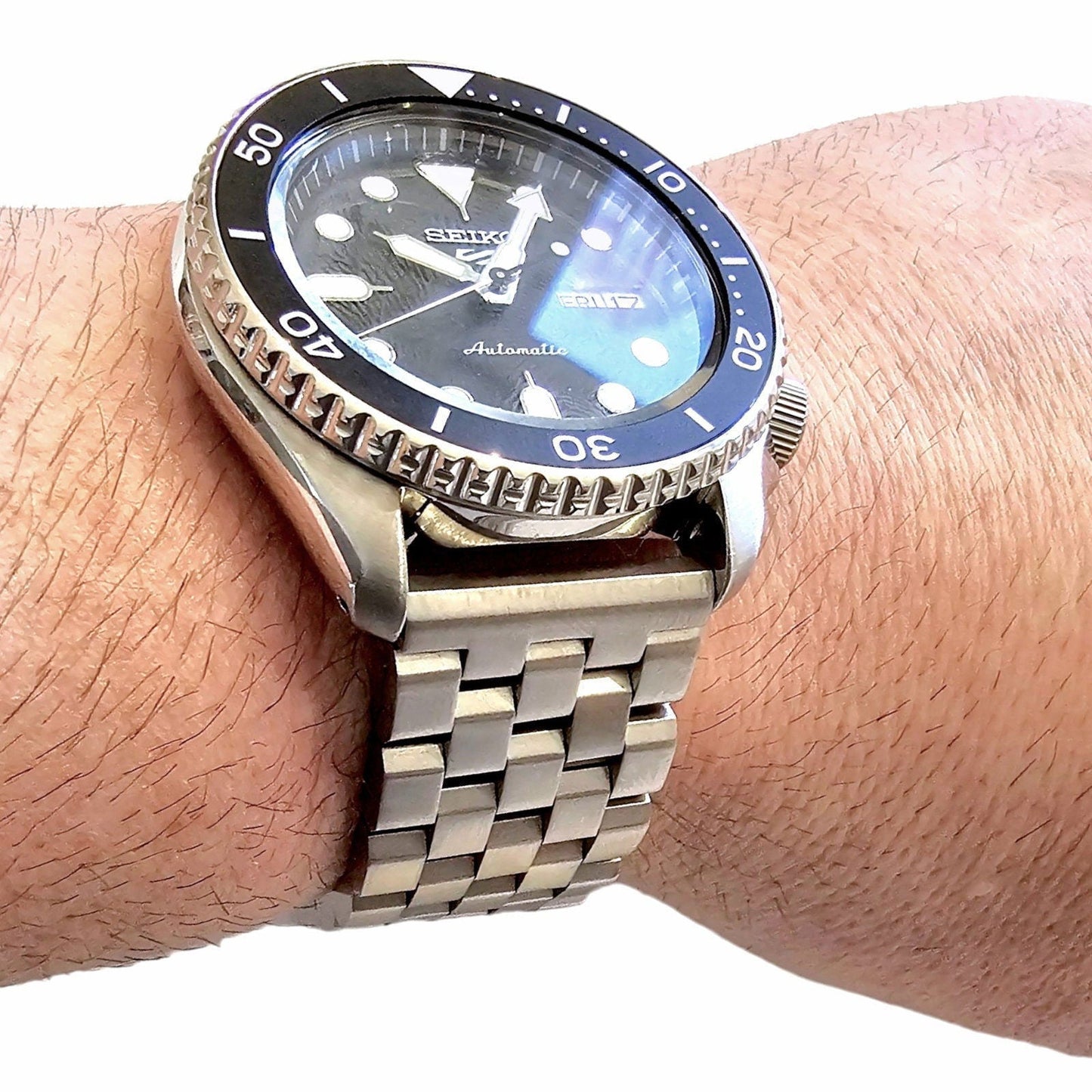 Black PVD Stainless Steel Watch Strap Bracelet 20mm 22mm - Wrist Envy
