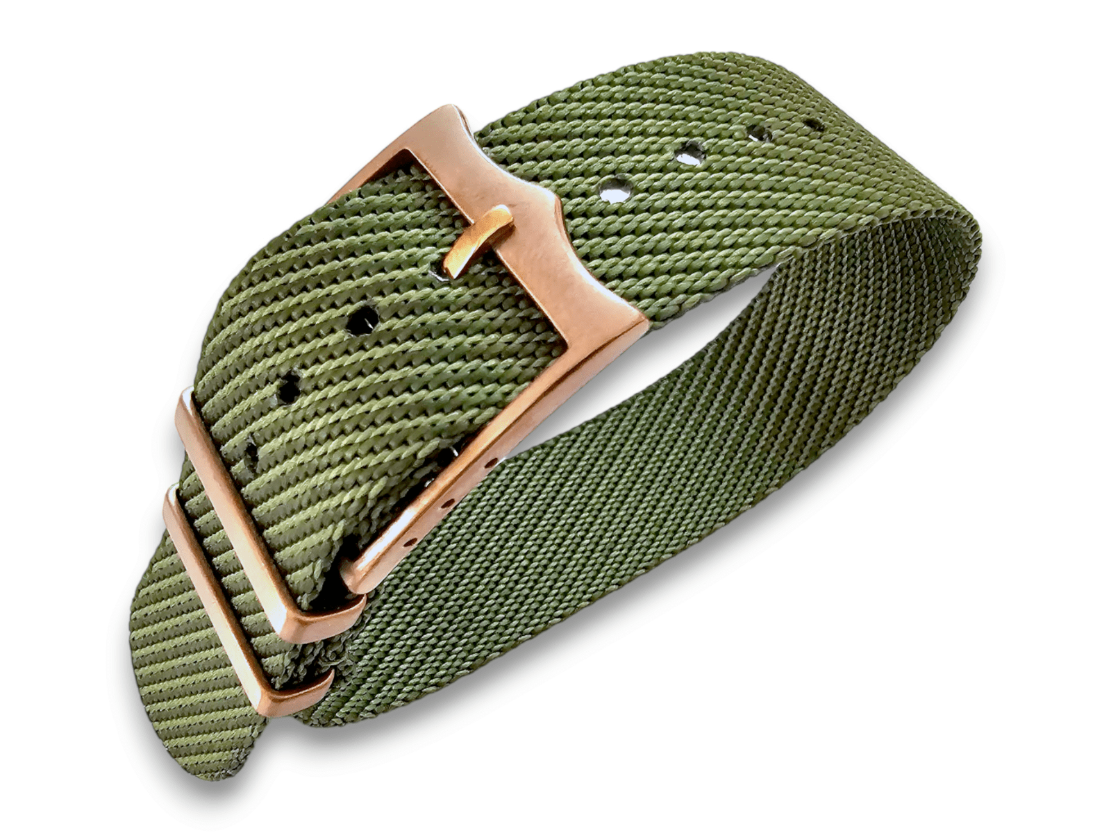 Bronze Buckle Single Pass Watch Strap Band Nylon 20mm 22mm - Wrist Envy