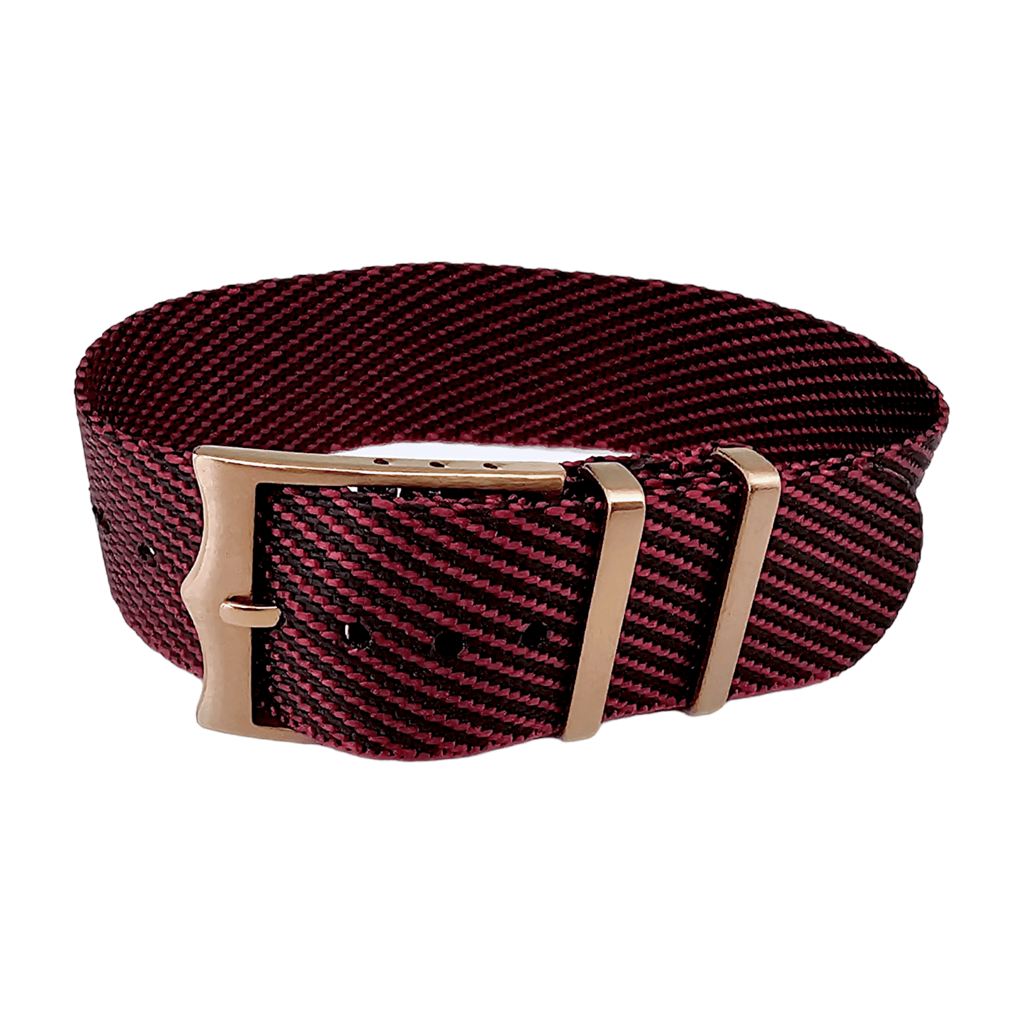 Bronze Buckle Single Pass Watch Strap Band Nylon 20mm 22mm - Wrist Envy