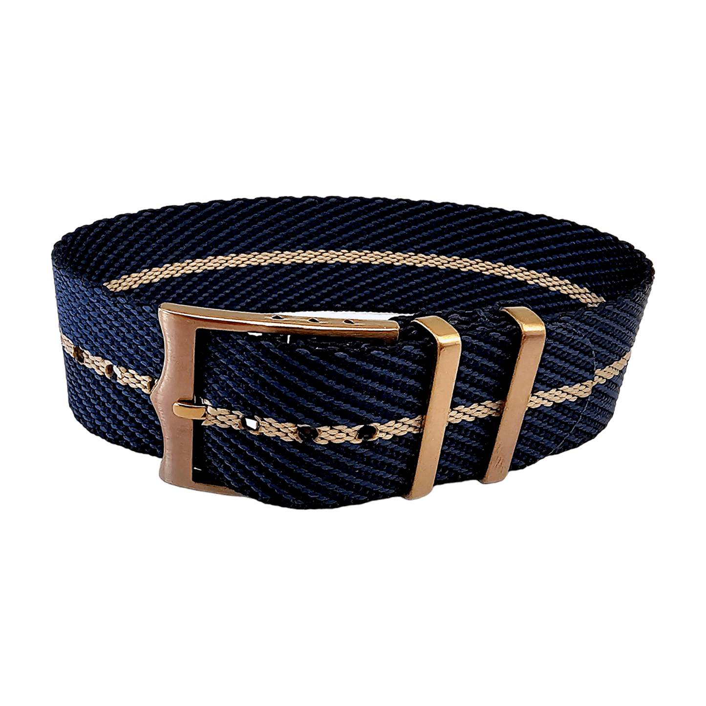 Bronze Buckle Single Pass Watch Strap Band Nylon 20mm 22mm - Wrist Envy