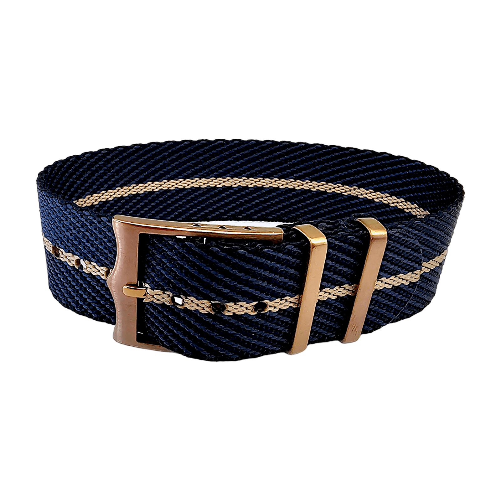 Bronze Buckle Single Pass Watch Strap Band Nylon 20mm 22mm - Wrist Envy