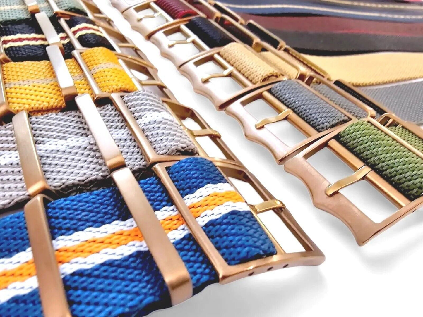 Bronze Buckle Single Pass Watch Strap Band Nylon 20mm 22mm - Wrist Envy
