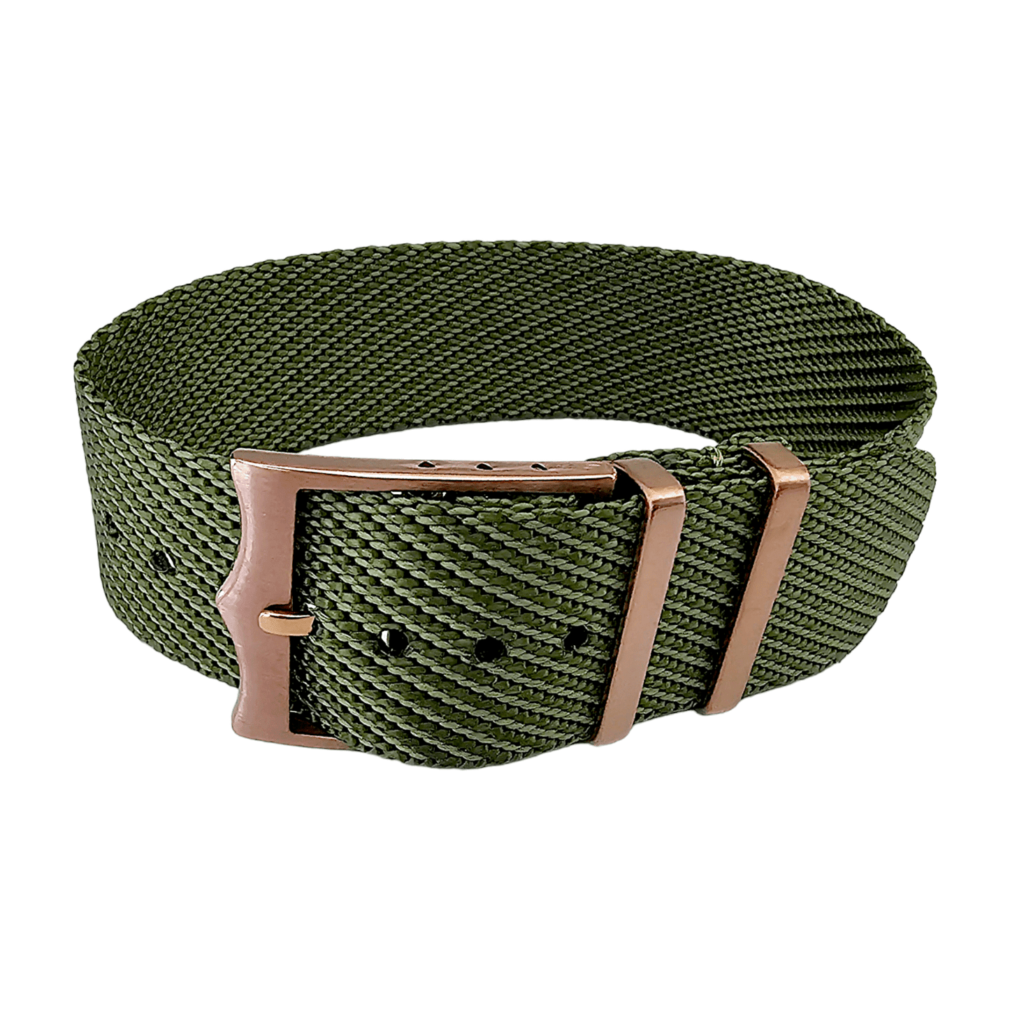 Bronze Buckle Single Pass Watch Strap Band Nylon 20mm 22mm - Wrist Envy