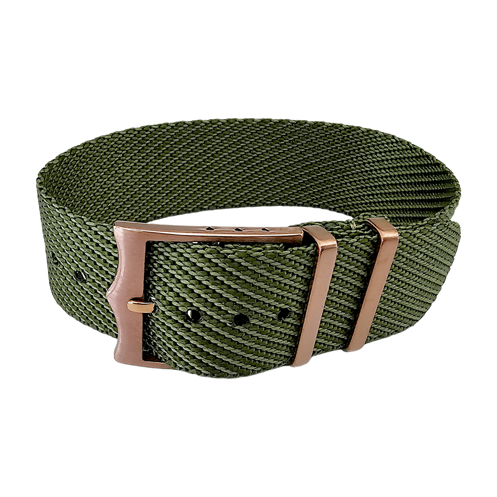 Bronze Buckle Single Pass Watch Strap Band Nylon 20mm 22mm - Wrist Envy